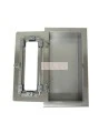 Semi-recessed stainless steel cabinet for 5 lbs powder fire extinguishers. Great for food industry.
