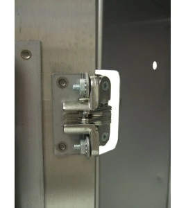 Semi-recessed stainless steel cabinet for 5 lbs powder fire extinguishers. Great for food industry.