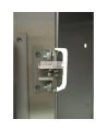 Semi-recessed stainless steel cabinet for 5 lbs powder fire extinguishers. Great for food industry.