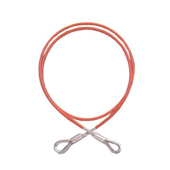 PVC coated galvanized steel cable sling for fall protection. Flexible anchorage connector with 2 swaged eyes PVC coated galvanized steel cable sling for fall protection. Flexible anchorage connector with 2 swaged eyes