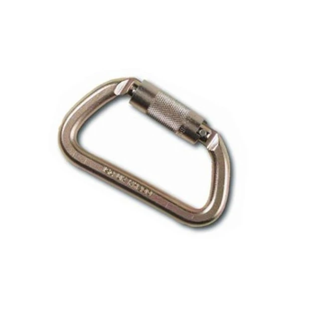 Mousqueton semi-automatique autoverrouillant en forme de D de Dentec. Ouverture de ¾ po, résiste à une force de 6744 lb (30 kN)