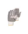 Cost-effective 7-gauge two side PVC dotted polycotton string knit gloves approved by the CFIA. Size: X-small (6) to X-large (10)