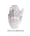 Gants d’inspection en coton mince, couleur blanche, grandeur pour femmes.