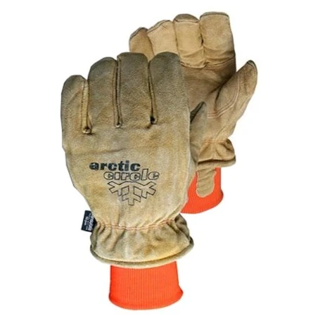 Brown split Leather winter glove , thinsulate insulation