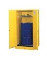 Vertical storage cabinet for drums of 55 US gallons (208 L), FM, NFPA, OSHA-approved.