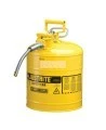 Yellow steel flammable liquids container, type 2, 5 gallons, approved FM, UL, OHSA.