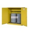 Justrite flammable liquid storage cabinet, capacity 110 gallons.