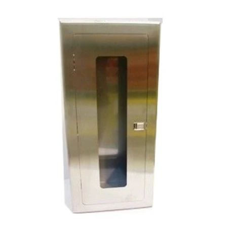 Cabinet semi-encastré en acier inoxydable, pour extincteurs à poudre de 10 lbs. Idéal pour l'industrie alimentaire.