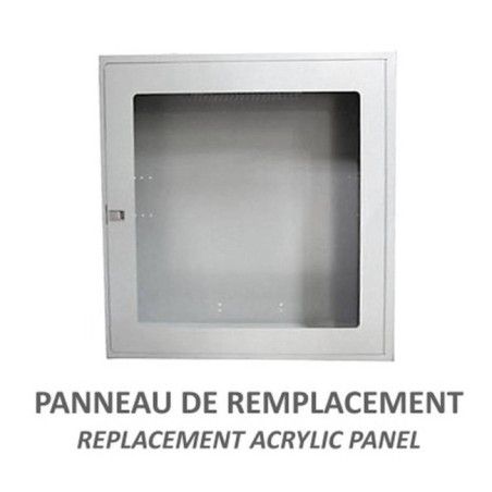 Acrylic replacement panel for surface-mounted fire hose cabinet, 24 inches x 24 inches
