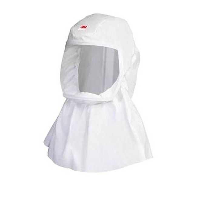 3M white S-series polypropylene hood for respiratory protection systems in health, food and pharmaceutical sectors. S/M size.