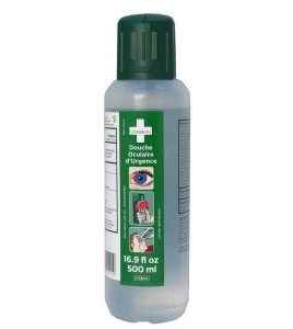 Solution Cederroth pour lavage oculaire d'urgence.