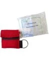 Disposable CPR facial shield with valve, in mini-pouch with key ring.