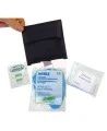 CPR kit (facial shield, gloves, towelette) in a belt pouch with key ring.