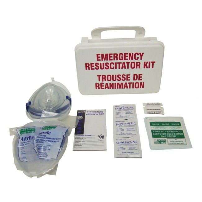 Trousse de réanimation (RCR) dans un boîtier en plastique. Trousse de réanimation (RCR) dans un boîtier en plastique.