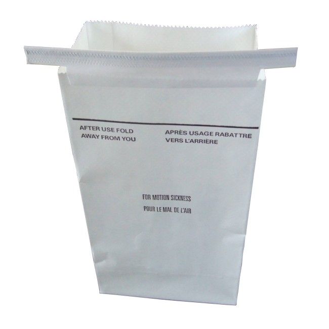 Emesis bag for sickness, white paper, sold individually. Emesis bag for sickness, white paper, sold individually.