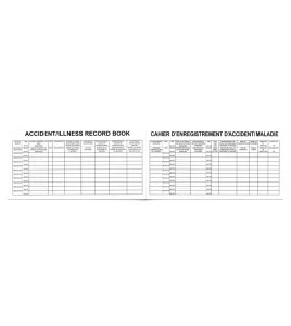 Livret pour registre d'accidents, incidents et maladies au travail, pour premiers soins.