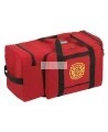 Large heavy-duty gear and storage bag made of red polyester, 4 compartments, with removable shoulder straps.