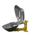 Bradley wall-mounted Halo eye wash with stainless steel bowl and hinged dust cover, certified ANSI Z358.1-2009.