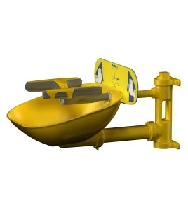 Bradley wall-mounted Halo eye/face wash with plastic bowl, certified ANSI Z358.1-2009.