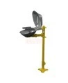 Bradley pedestal Halo eye/face wash with stainless steel bowl and dust cover, certified ANSI Z358.1-2009.