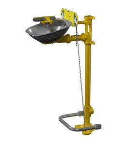 Bradley pedestal Halo eye/face wash with pedal and stainless steel bowl, certified ANSI Z358.1-2009.