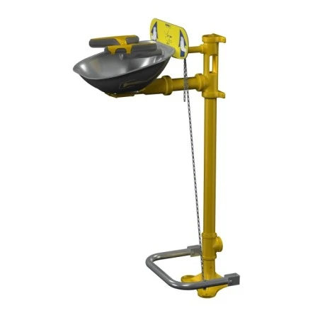 Bradley pedestal Halo eye/face wash with pedal and stainless steel bowl, certified ANSI Z358.1-2009.