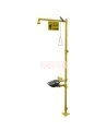 Bradley combination emergency shower and eyewash with steel bowl, certified ANSI Z358.1-2009.