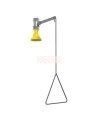 Bradley ceiling-mounted emergency safety shower, with vertical water supply and plastic showerhead, certified ANSI Z358.1-2009.