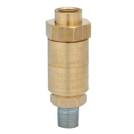 Soupape anti-vide et anti-retour pour tuyaux manuels de lavage (douchettes) de douches d’urgence.