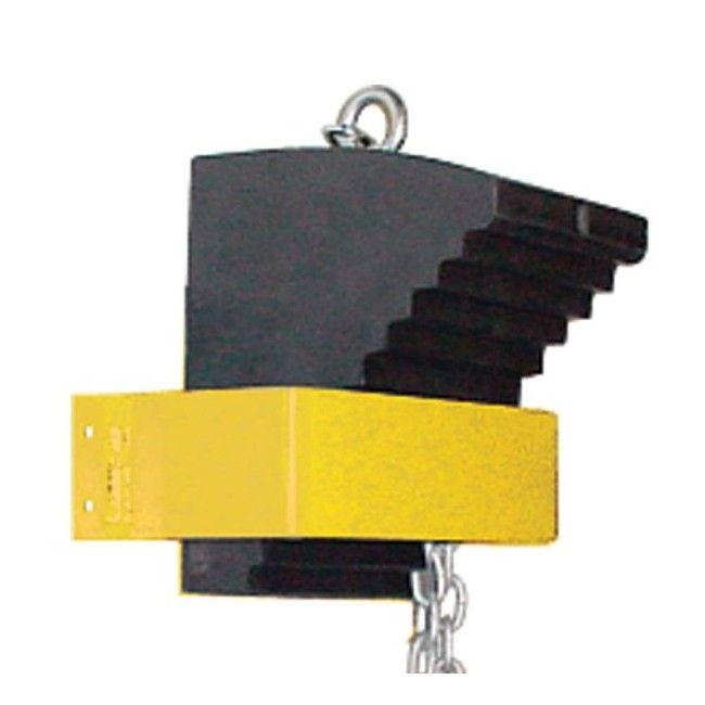 Wheel Chock Wall Bracket Sturdy metal construction painted in yellow. Prevents loss of chock Wheel Chock Wall Bracket Sturdy metal construction painted in yellow. Prevents loss of chock