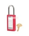 Non-conductive red padlock with Xenex® lock body ,high security, 6-pin tumbler cylinder, compliance with OSHA.