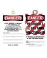 Étiquette en plastique ne pas faire fonctionner paquet de 5. 