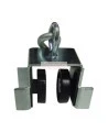 Roller for track of curtain, nylon castors with S hook, riveted castor to steel frame.