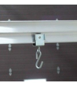 Roller for track of curtain, nylon castors with S hook, riveted castor to steel frame.
