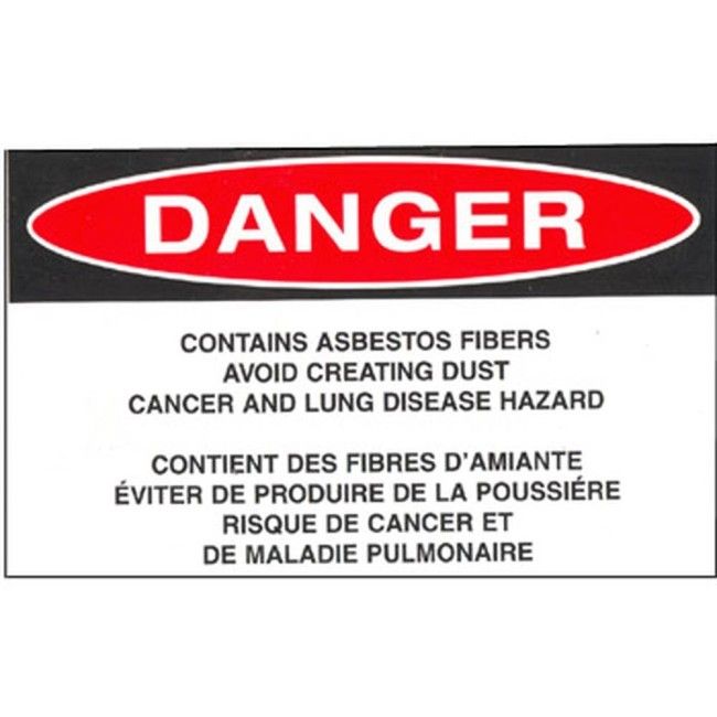 Bilingual sticky vinyl tag to identify bulky asbestos-containing waste in sealed wrapping. Ideal for waste without bags. 5" x 3"