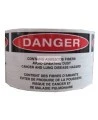 Bilingual sticky vinyl tag to identify bulky asbestos-containing waste in sealed wrapping. Ideal for waste without bags. 5" x 3"