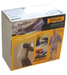 BitBuddie rubber dust shroud for drills with a hole saw 3.5 cm in diameter. Ideal for general construction and renovation work.