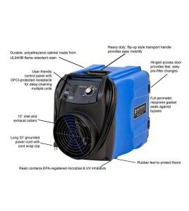Predator 750 portable air scrubber with airflow from 200 to 750 cfm. Ideal for asbestos abatement and decontamination work zone
