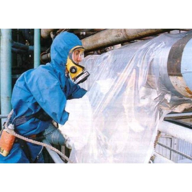 Glove bag for horizontal piping of a diameter of 18 in and less. Ideal for asbestos insulation removal on pipes. 10 units/roll