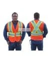 Fluorescent orange safety vest, adjustable M-XXL, CSA Z96 class 2, 100% polyester, 4 pockets.