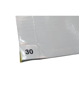 White tacky mat with 120 polyethylene disposable tacky sheets. Cleans shoe soles. 18"x 45”. 4 x 30 sheets.