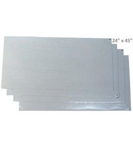 White tacky mat with 120 polyethylene disposable tacky sheets. Cleans shoe soles. 24"x 45”. 4 x 30 sheets.