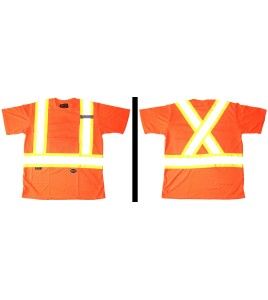 Chandail de signalisation en polyester orange CSA Z96-09, classe 2 niveau 2