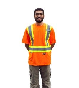 Chandail de signalisation en polyester orange CSA Z96-09, classe 2 niveau 2