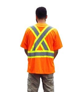 Chandail de signalisation en polyester orange CSA Z96-09, classe 2 niveau 2