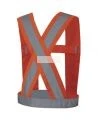 Hi-viz traffic sash, fluorescent orange with retroreflective stripes, CSA Z96-15 class 1 level 2.