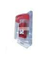 Couvert en polycarbonate transparent pour station d'alarme manuelle avec fils encastrés.