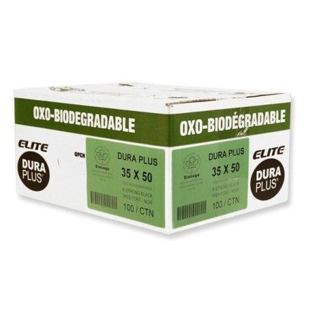 Extra strong garbage bags, 35" X 50", black, 100/box, folded individually.