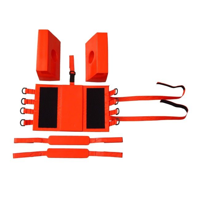 Immobilisateur de tête avec courroies et blocs de mousse. Immobilisateur de tête avec courroies et blocs de mousse.