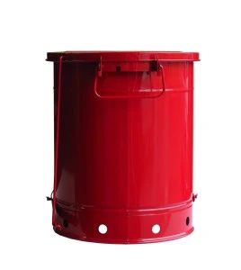 Container for oily or solvent-soaked rags, 14 gallons, with pedal, approved FM, UL, OSHA. 
